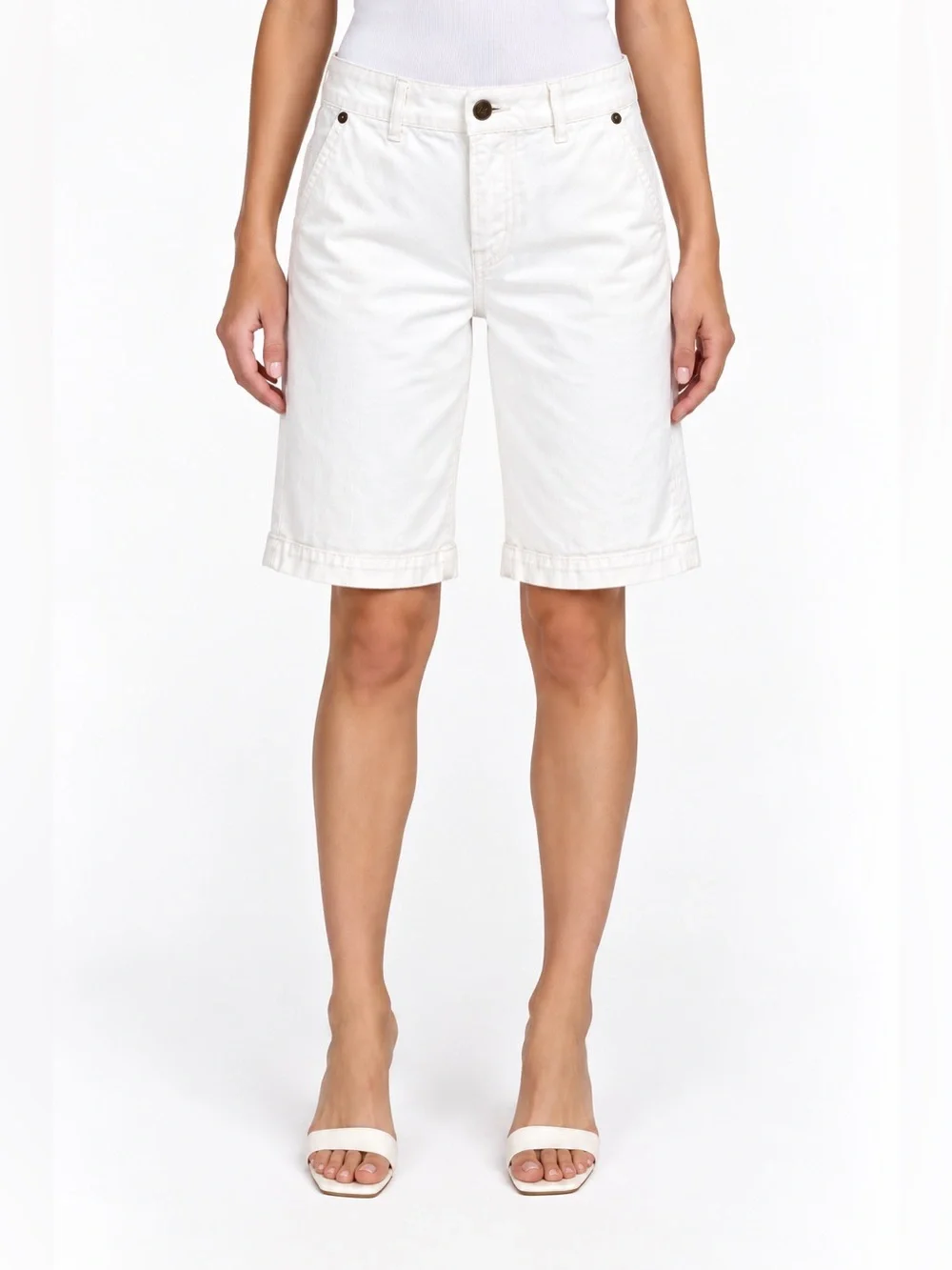 Citizens of Humanity White Stretch Bermuda Shorts 25 USA